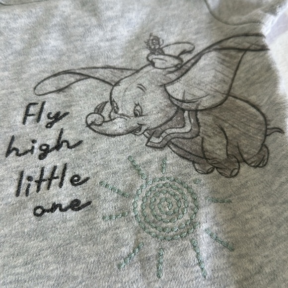 Disney - Gray Dumbo Short Sleeve Bodysuit Onesie - Picture 2 of 4